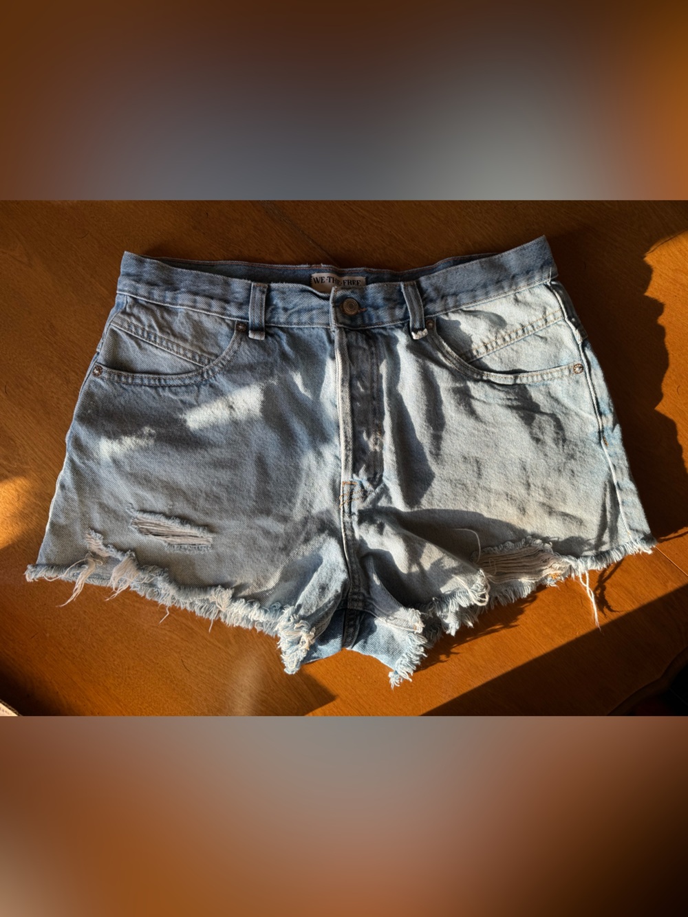We The Free Free People Distressed High Rise Cutoff Denim Shorts Size 31